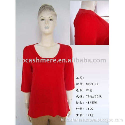 women's blended sweater with short sleeves